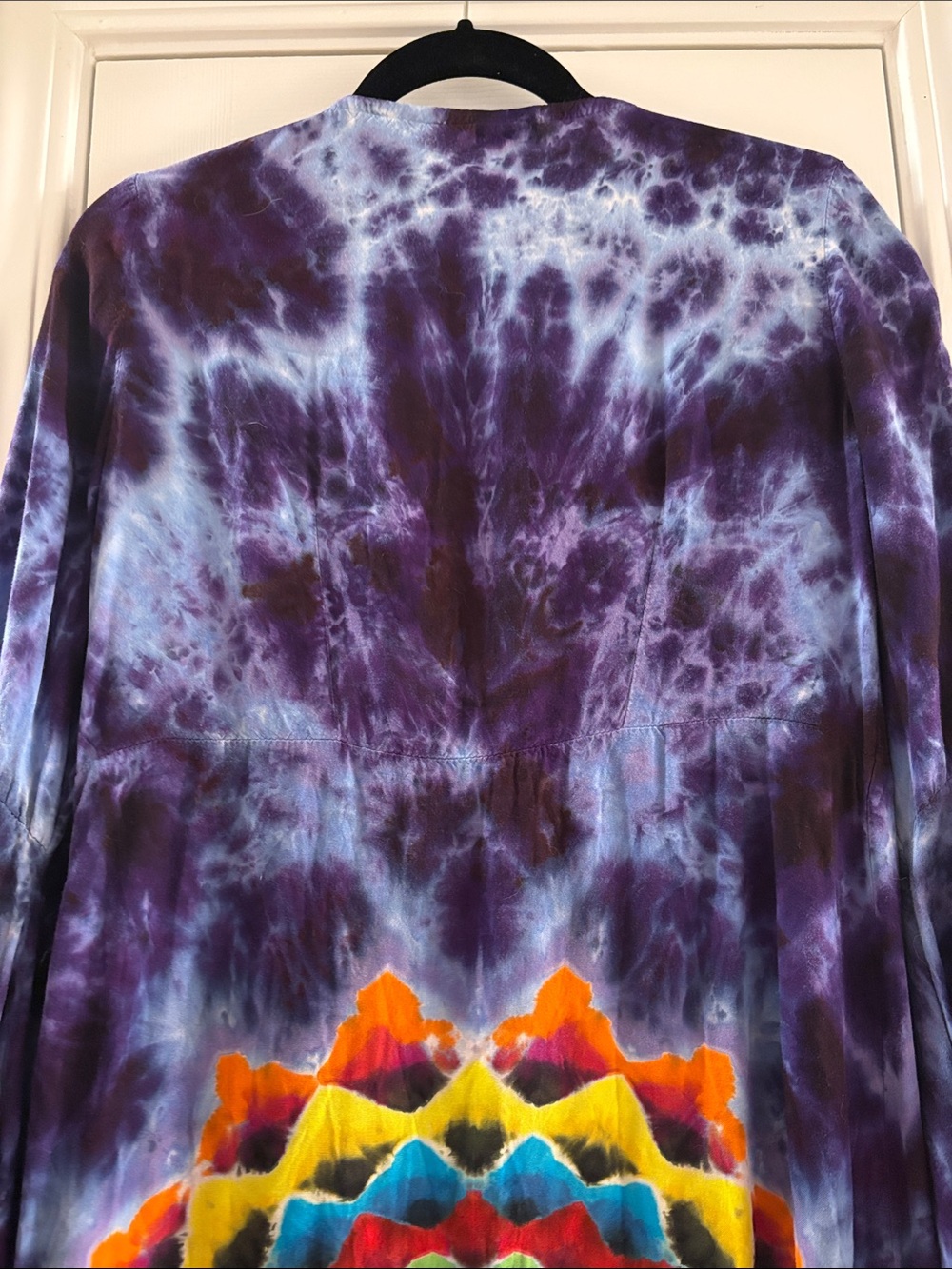Purple Tie-Dye Kimono with Colorful Mandala - Picture 4 of 7